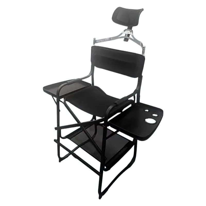 

Высокий стул для руководителей, сверхмощный складной стул для макияжа с подкладкой, боковой стол, подставка для ног для кемпинга, домашнего патио WRXYH