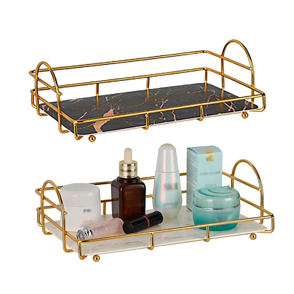 

Bathroom Storage Rack Large Capacity Iron Art Nordic Bathroom Organizer Holder Lipstick Perfume Display Tray Cosmetics Container