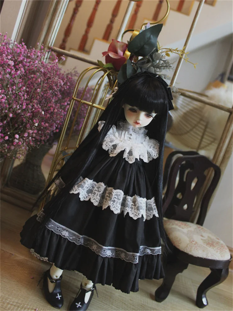 

BJD Doll Clothes Black Maid Dress for 1/3 1/4 1/6 SD MSD MDD YOSD Blythe Skirt Doll Accessories