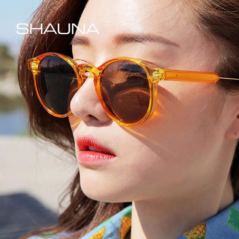 

SHAUNA Vintage Round Sunglasses Thick Frame Sun Glasses UV400