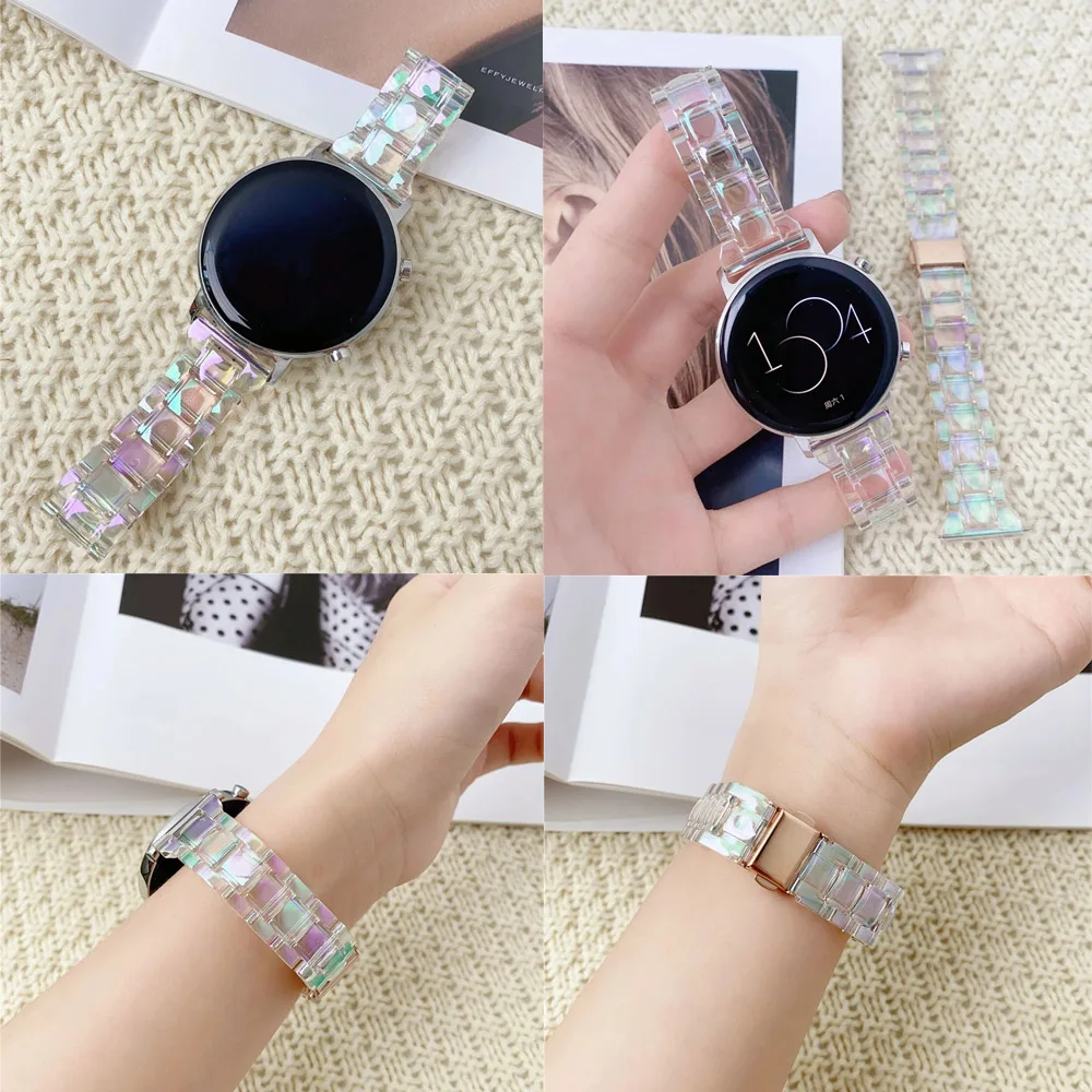 

Acrylic Transparent Watchband 20mm 22mm for Samsung Galaxy Watch 3 45mm Active 2 40mm Strap Band for Huawei Watch GT 2 Bracelets