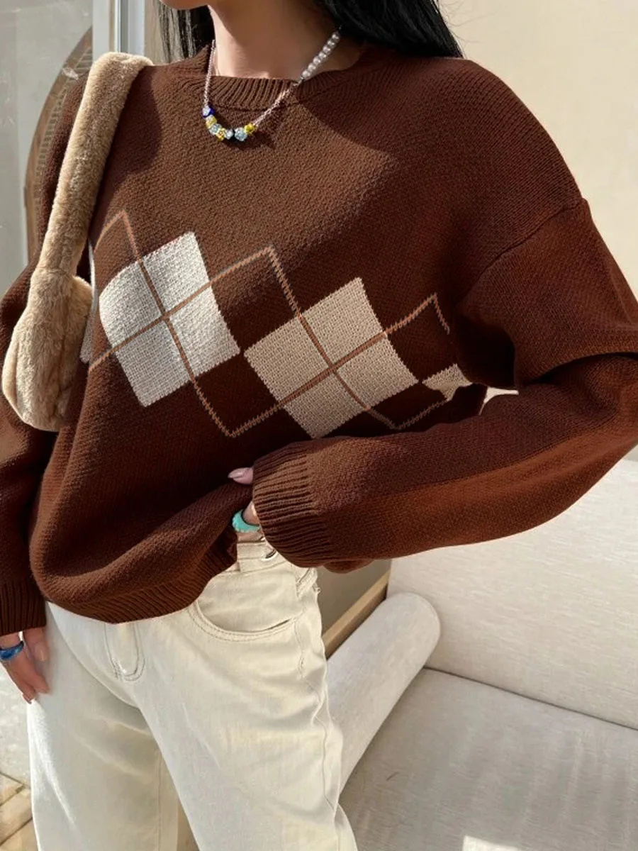 Свитер женский вязаный с длинным рукавом Осень-зима | Женская одежда