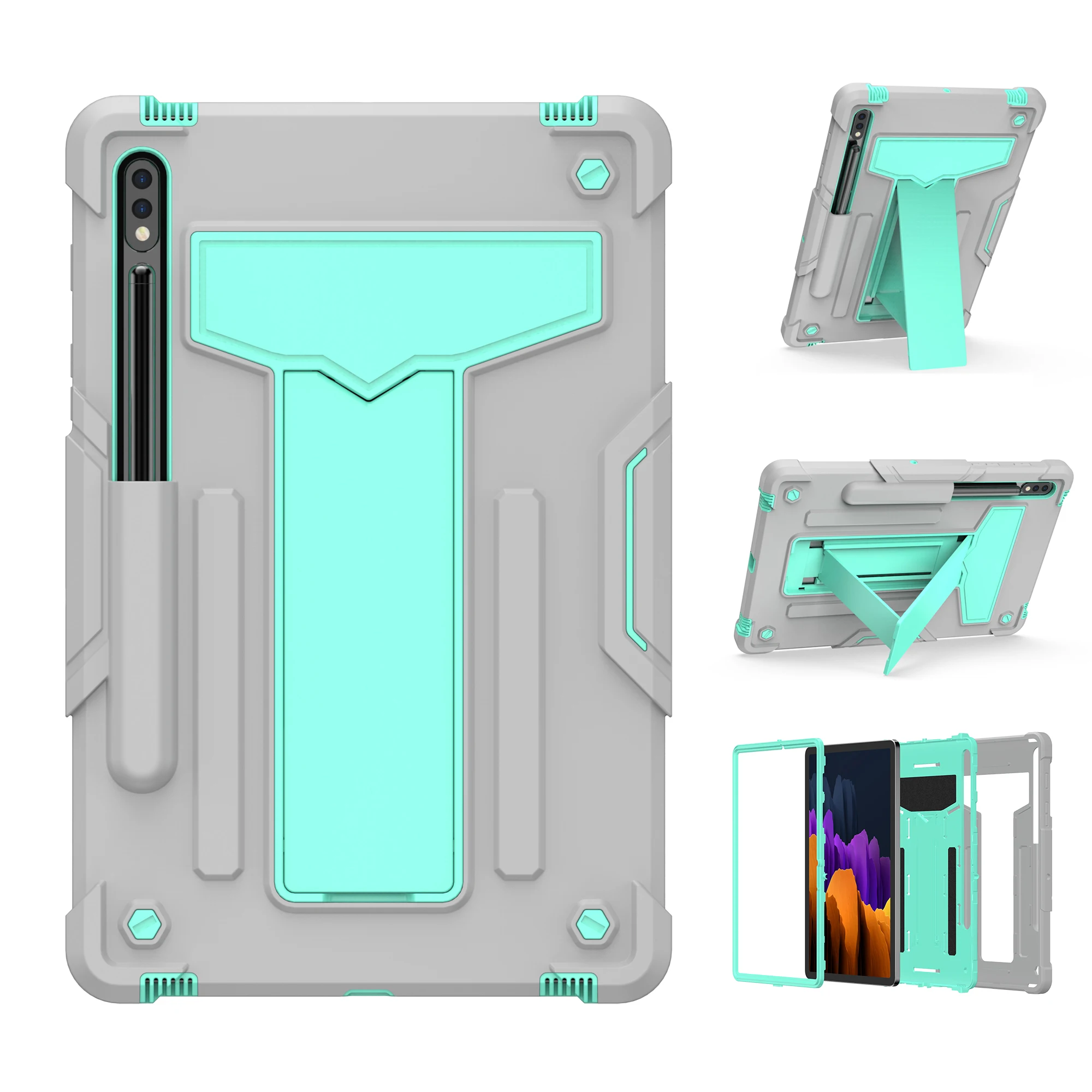 Armor Case For Samsung Galaxy Tab S8 S7 Plus Fe 12.4 S7 11 Inch S8 Plus SM-T870 T875 T970 T975 T730 T736B Stand Shockproof Cover