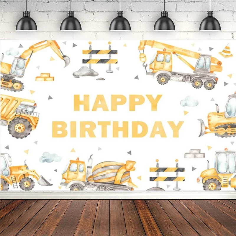 

Construction Theme Photography Backdrop Dump Truck Poster Background Cake Table Boy Birthday Party Decorations Banner