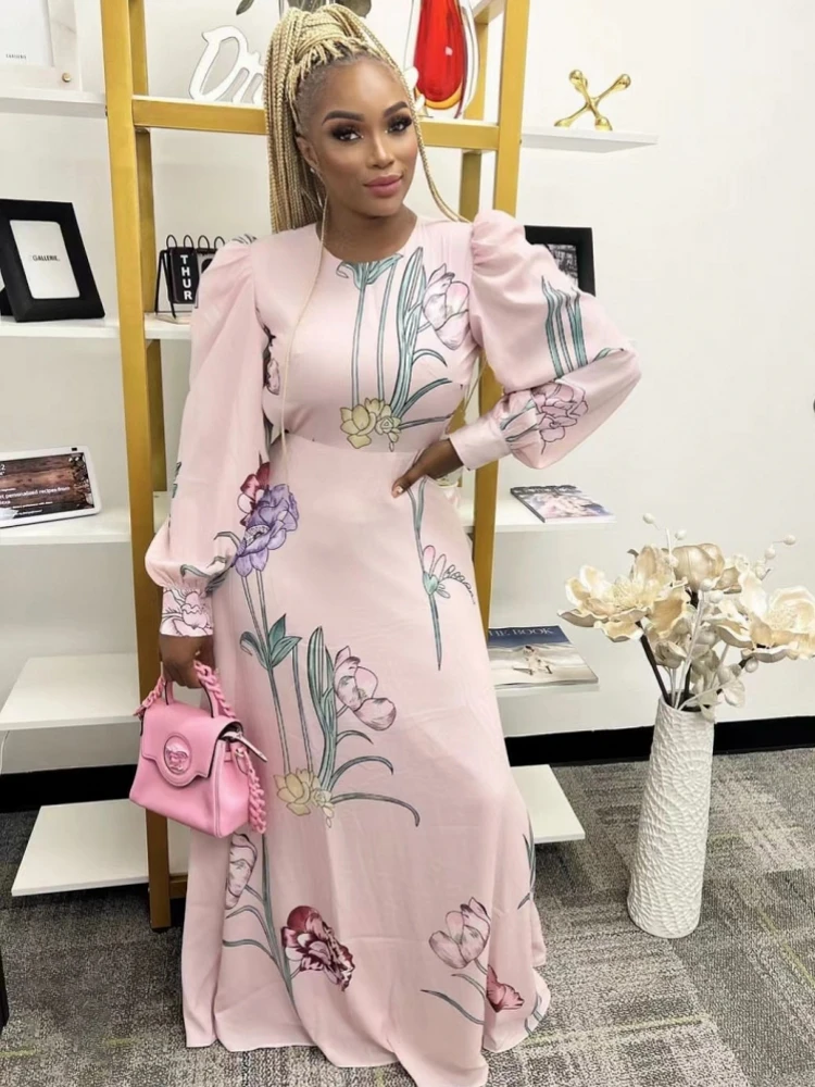 

Dashiki African Dresses For Women O-Neck Sexy Long Sleeve Vestidos Fashion Casual Female Long A-Line Dress 2022 Autumn