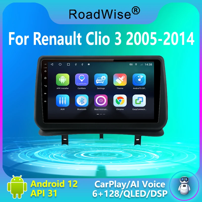

Roadwise 2 Din Android Car Radio Multimedia Carplay For Renault Clio3 Clio 3 2005 - 2014 4G Wifi DVD GPS 2din DSP IPS Autoradio