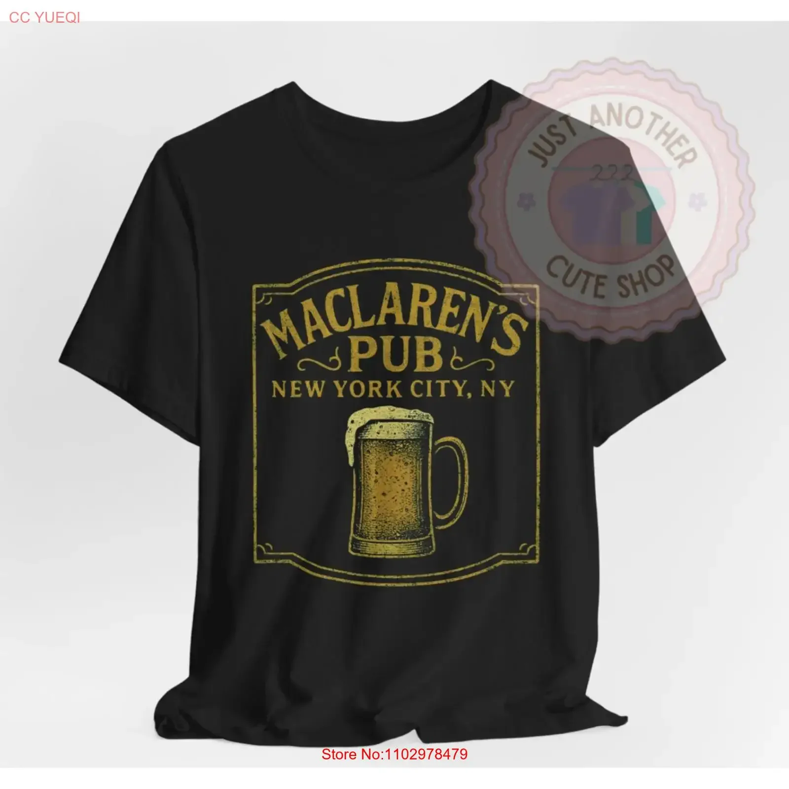 Фото Футболка MacLaren's Pub в стиле ретро по мотивам сериала «Как я встретил вашу маму» (HIMYM), культовая винтажная модель с эффектом потертости, универсальная, стильная, слегка мужская, в стиле стритвир. №1
