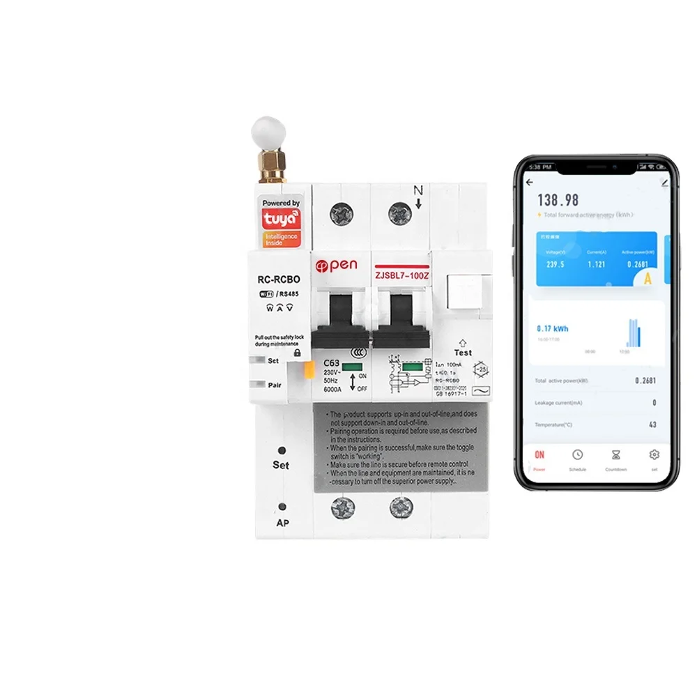 

2P 3mod single phase tuya ewelink WiFI energy monitoring circuit breaker with Amazon Alexa and Google home
