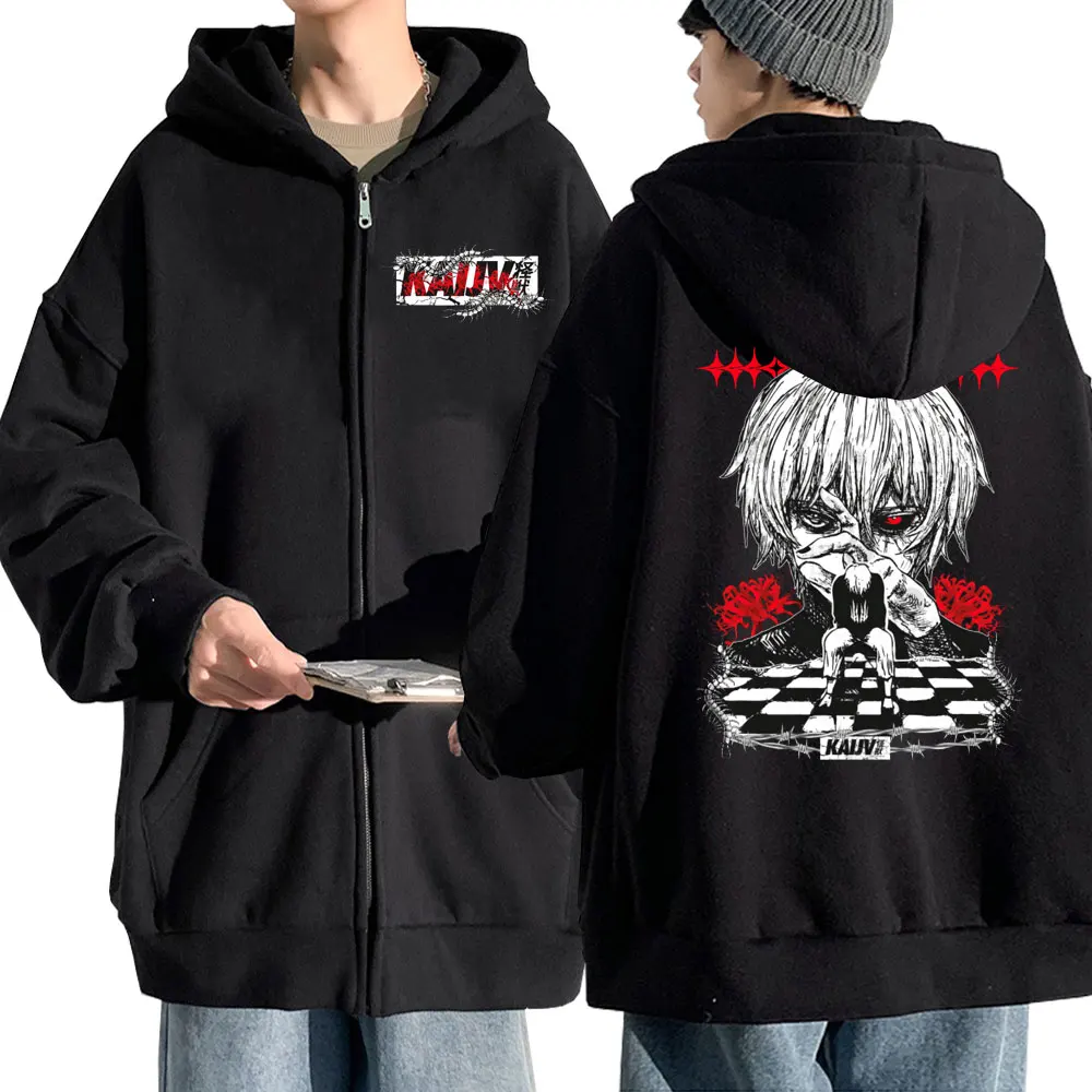 

Толстовка Kaneki Ken с капюшоном на молнии, худи с японским аниме принтом Токио, в стиле ретро, Харадзюку, панк, Свободный свитшот в стиле хип-хоп, уличная одежда для мужчин и женщин