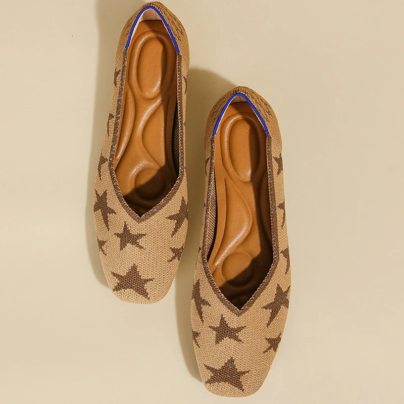 Женские туфли на плоской подошве Повседневная дышащая вязаная Нескользящая