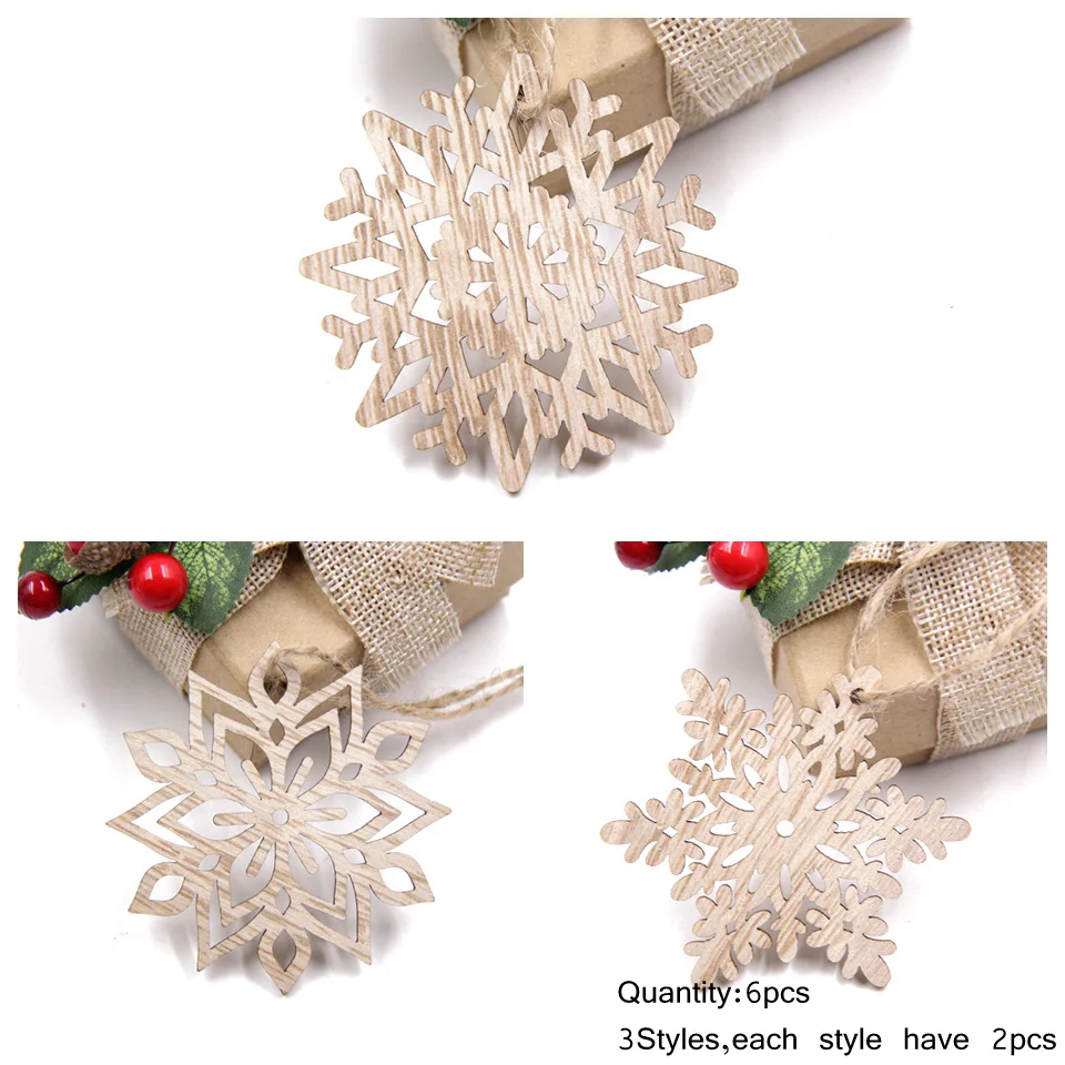 

Рождественские снежинки из дерева, набор из 6 штук