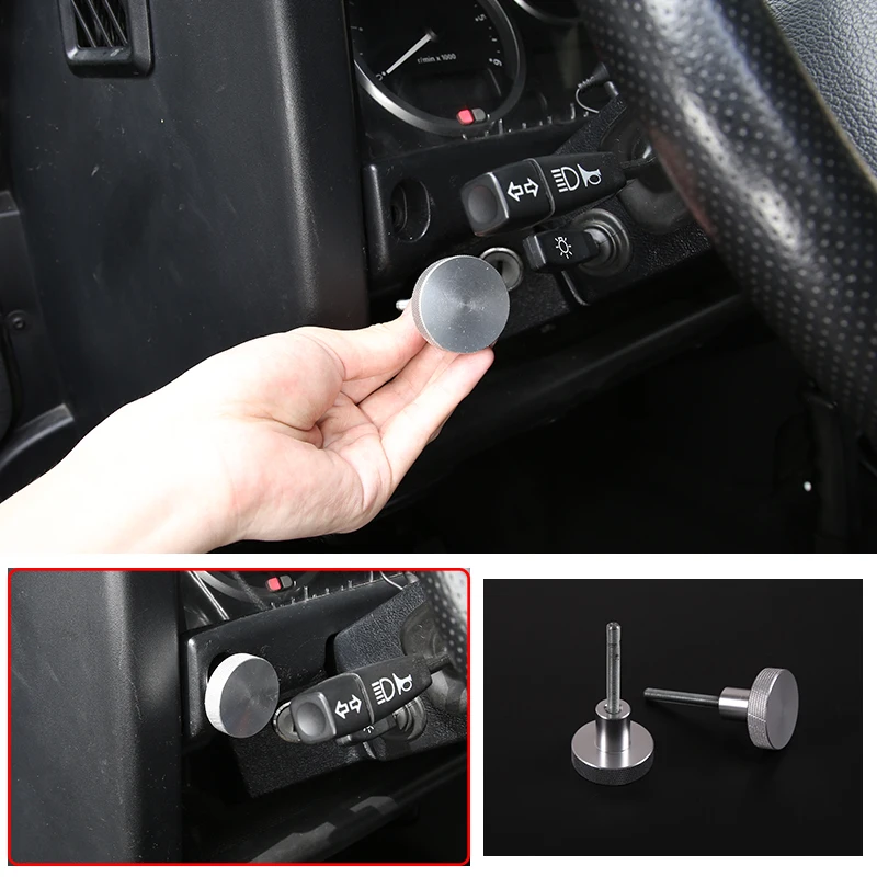 

Aluminum Alloy Silver 2pcs for Land Rover Defender 90 110 2004-19 Key Start Dashboard Fuse Cover Screw Knob Trim Car Accessories
