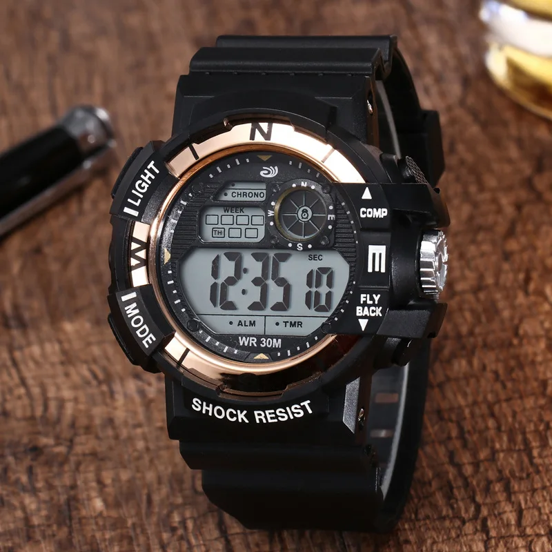 Men's and women's leisure sports mountaineering watches with black plated boxed watches student electronic watches