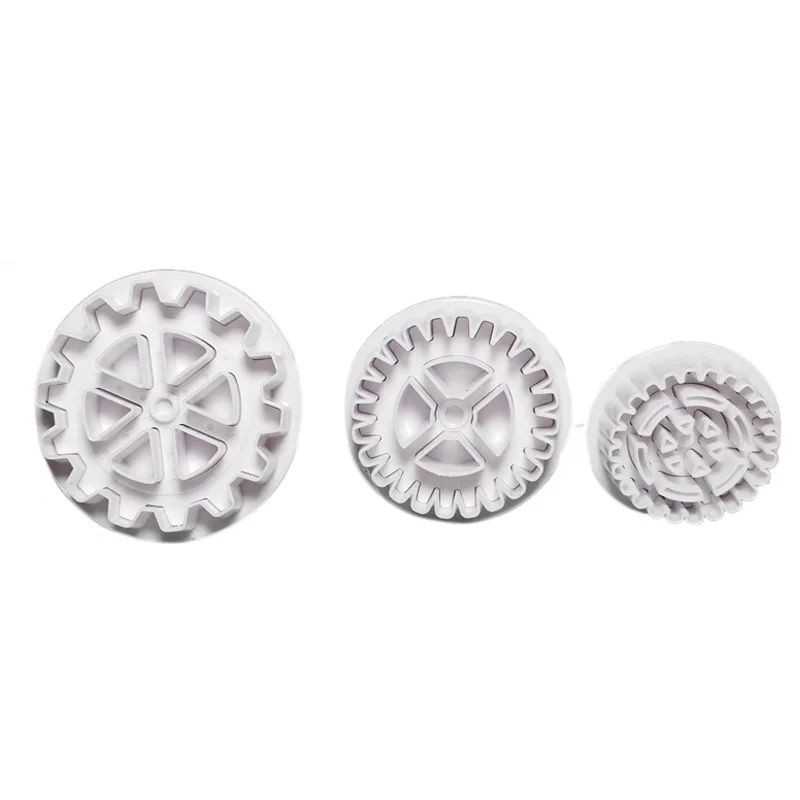 

3Pcs Gear Shape Cake Decorating Fondant Plunger Cutters Mold Chocolates Biscuit Moulds Cookies Tools Kitchen Baking Decorating