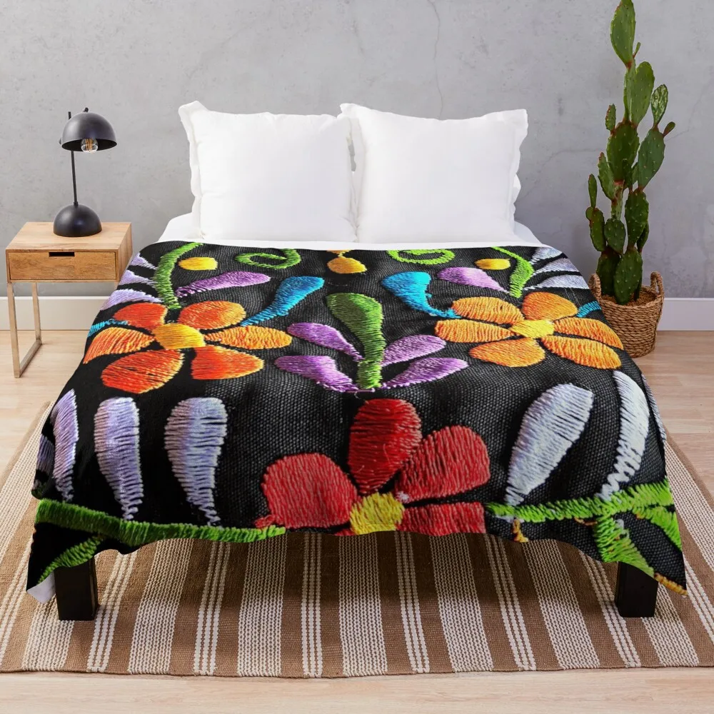 

Mexican Flowers Throw Blanket retro blankets luxury blanket