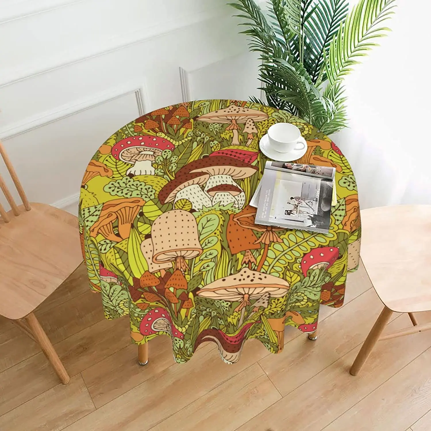 

Скатерть с абстрактными грибами ручной работы, круглая водонепроницаемая ткань для столовой, кухни вечерние НКИ, пикника, домашний декор