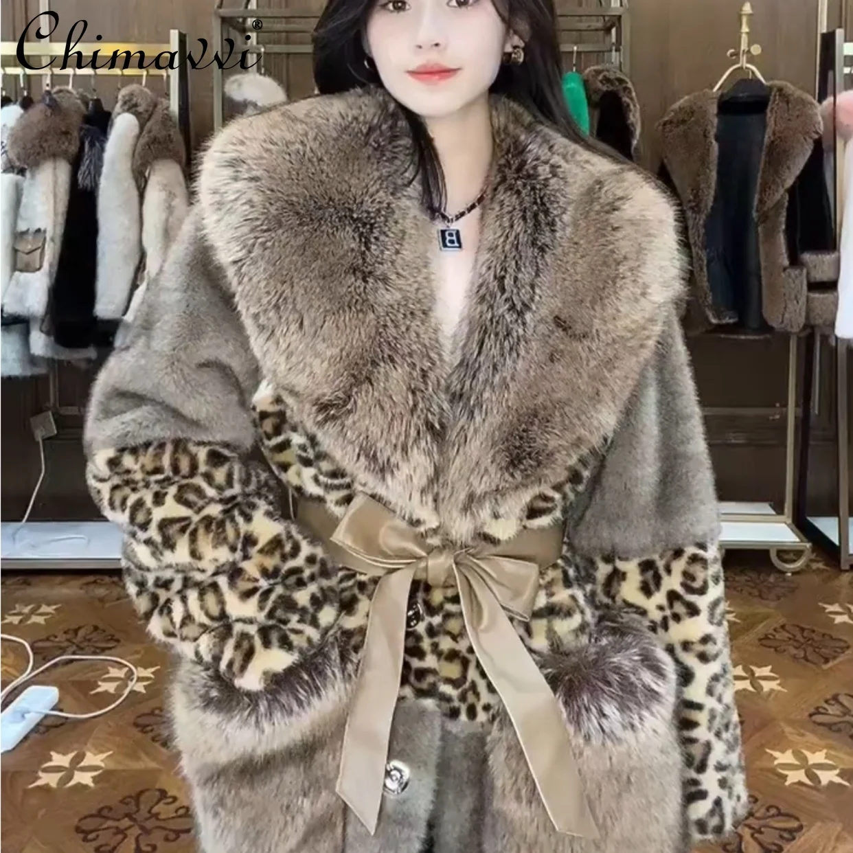 High-End Long-Sleeved Fur Coat Women Fashion Toka Double Face Wool Leather Warm Mid-Length Casual Elegant Fur Jacket 2022 New