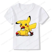 summer pokemon childrens t shirt pikachu clothes kawaii game anime short sleeve cartoons kid for boy girl t shirts casual tops