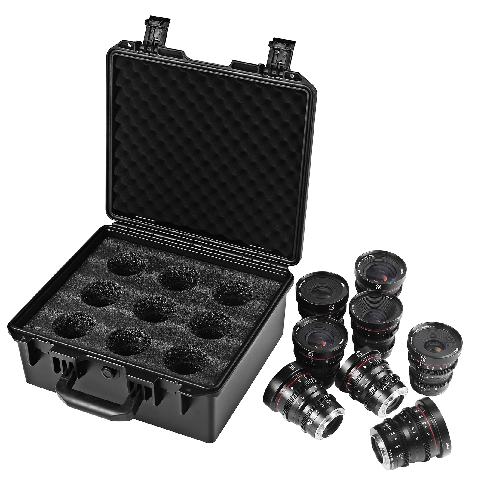 

Meike T2.2 Series 9*Cine Lens Kit For MFT（8mm 10mm 12mm 16mm 25mm 35mm 50mm 65mm 85mm）+9 Lens *Cine Lens Case-Fast Delivery