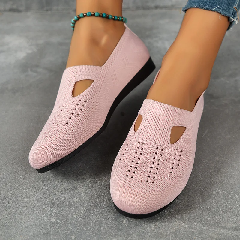

Shoes Woman Flats Casual Female Sneakers Round Toe Modis Dress Nurse Big Size 2023 Breathable Cotton Fabric PU Solid Fretwork Ba