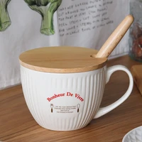 550ml porcelain large oatmeal mug wide coffee breakfast cup soup bowl microwave and dishwasher safe ceramic mug for milk tea