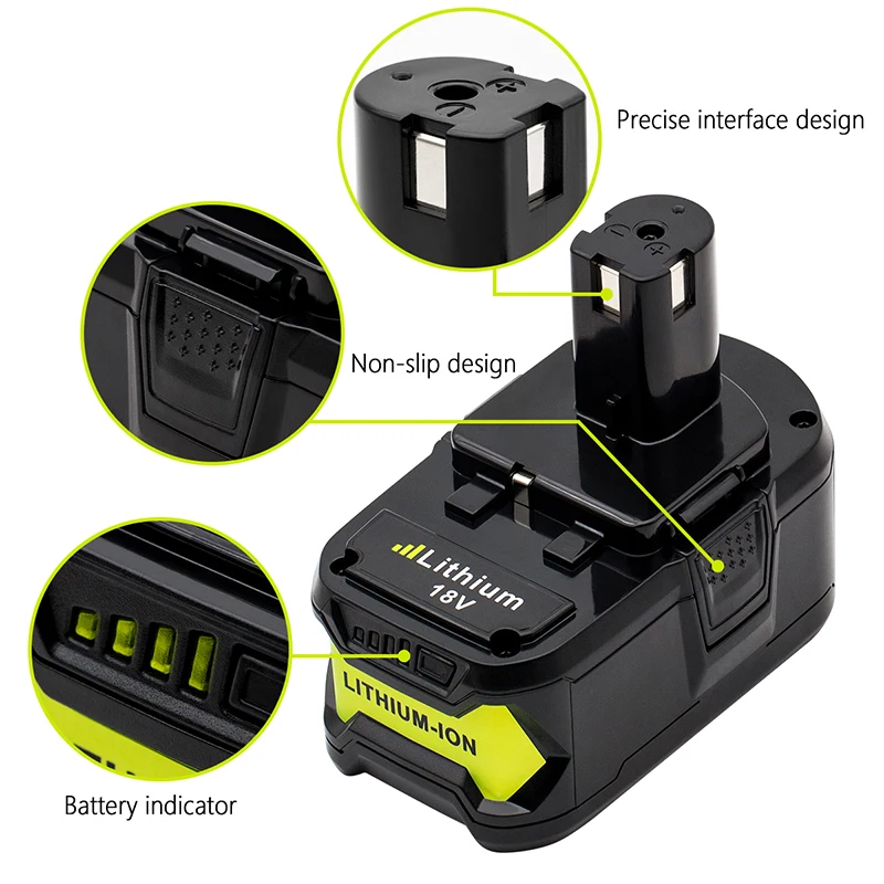 

5.0Ah 18V Replacement Battery for Ryobi 18V Lithium Batteries for P108 P102 P103 P104 P105 P109 18-Volt ONE+ Plus Cordless Tools