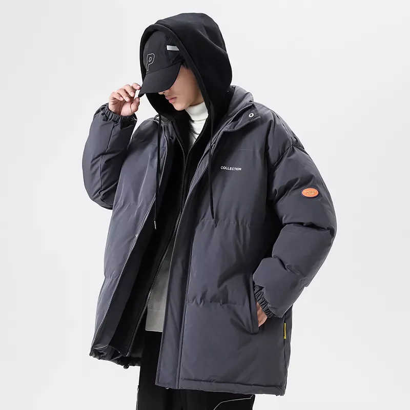 Coats Streetwear Men Casual Windproof Pockets Hooded Parkas Fake Two-pie Men’s Jackets New Outwear Warm Parka