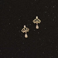 925 sterling silver 14k gold plated stud earrings exquisite cutout princess crown droplet zircon earrings for women jewelry