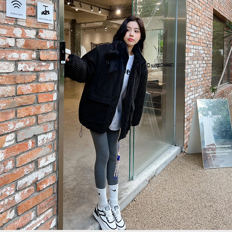 Winter Solid Puffer Jacket Chic Girl Korean Fashion Trends Streetwear Womens Casual Padded Coats Teenage Fluorescent Green Parka