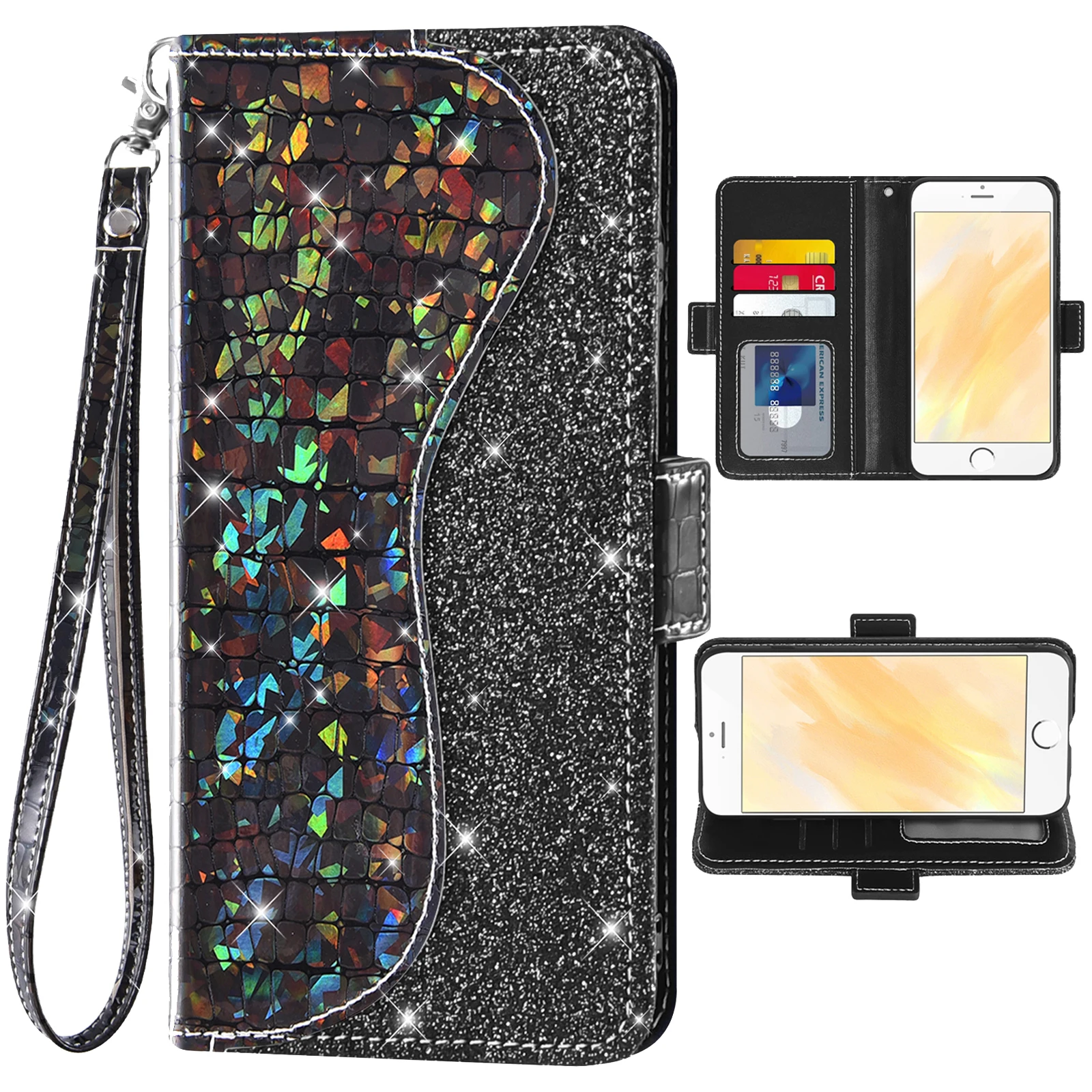 Фото Блестящий чехол-книжка с блестками, кожаный бумажник для LG K40/K12 Plus/X4 2019/Solo LTE L423DL/xдавление Plus 2/Harmony 3 K20 №4