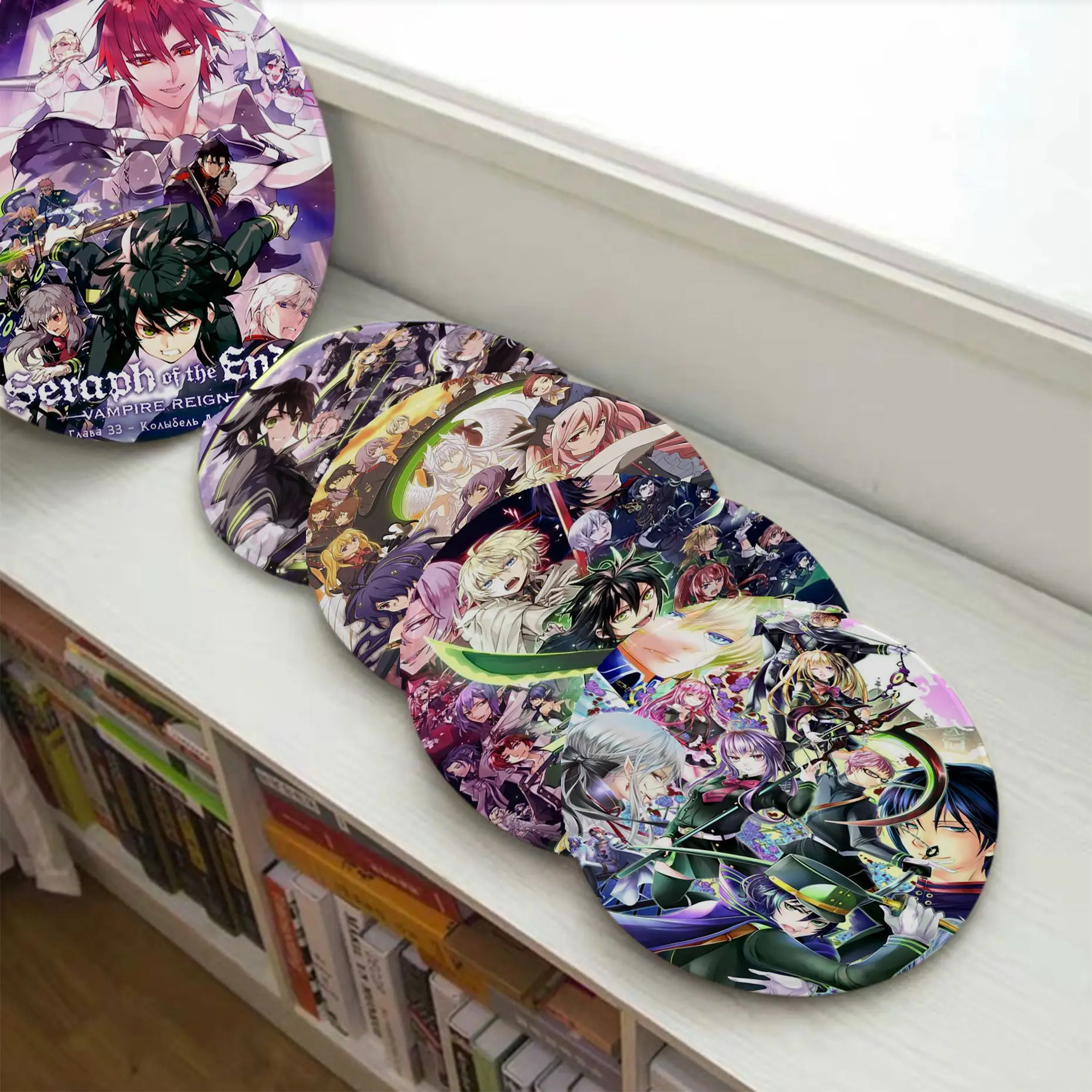 

Seraph Of The End Prints Round Stool Pad Patio Home Kitchen Office Chair Seat Cushion Pads Sofa Seat 40x40cm Chair Mat Pad