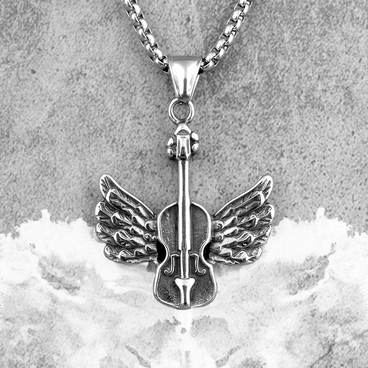 Ангельские крылья гитара длинная Мужская ожерелья подвески цепочки панк для