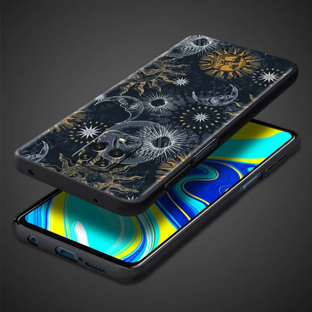 Phone Black Soft Case for Xiaomi Redmi Note 11 10 9 8 Pro 9S K40 9A 9C 10C 8T 10S Back TPU Silicone Funda Cover Death Tarot Cat