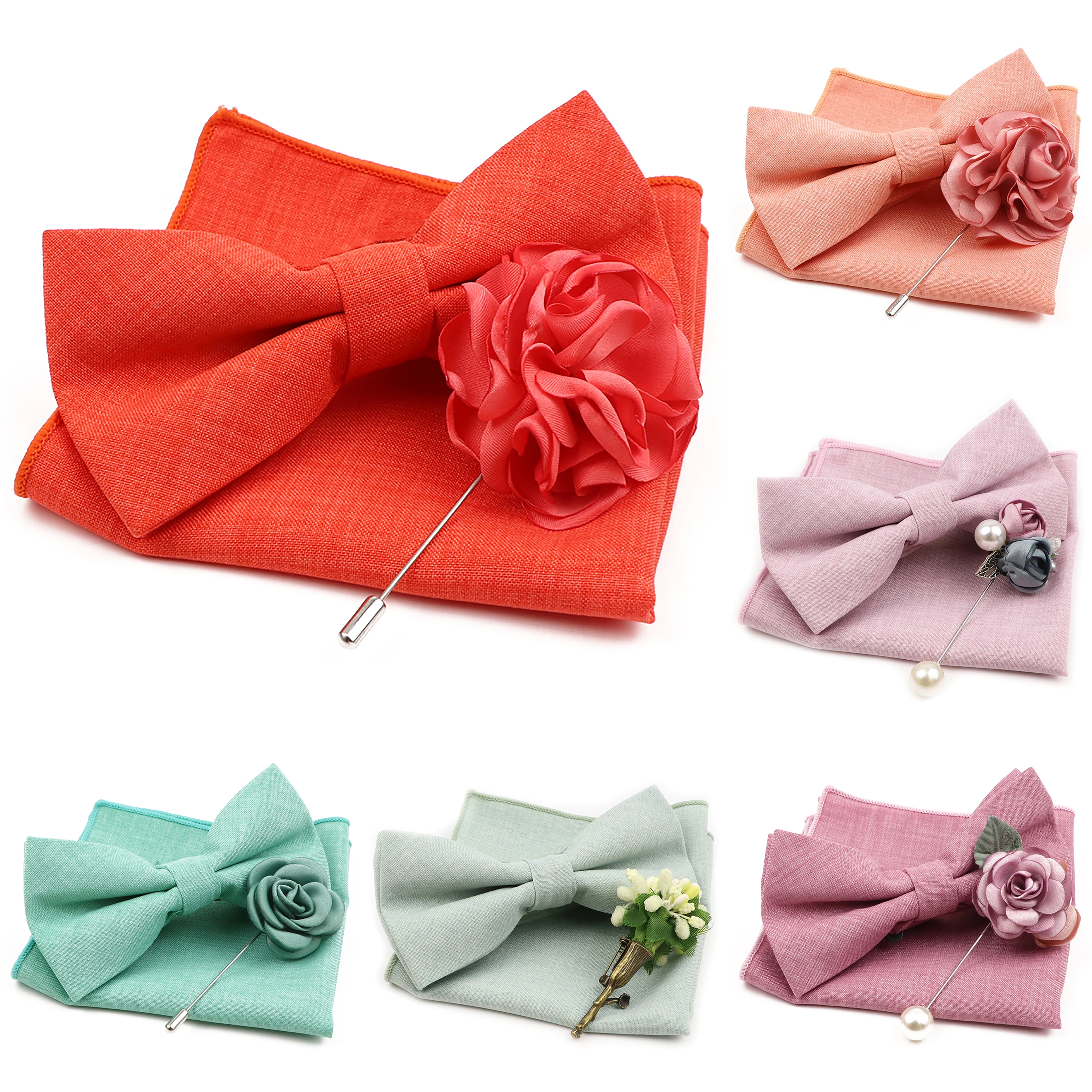 

Свадебный комплект из галстука-бабочки и броши в цветочек для жениха для мужчин романтичная розовая оранжевая синяя бабочка цветочная булавка для лацкана искусственная кожа