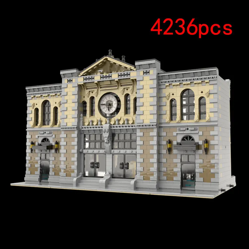 Фото Spot MOC-85866 4236 шт., сборка мелких частиц, строительные блоки, городское здание, модель поездного станции, игрушка №1