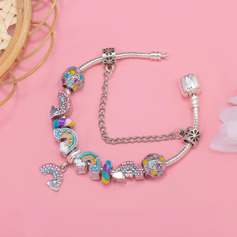 Критальная Радужная цветная цепочка с бусинами в форме сердца подвесками Сделай