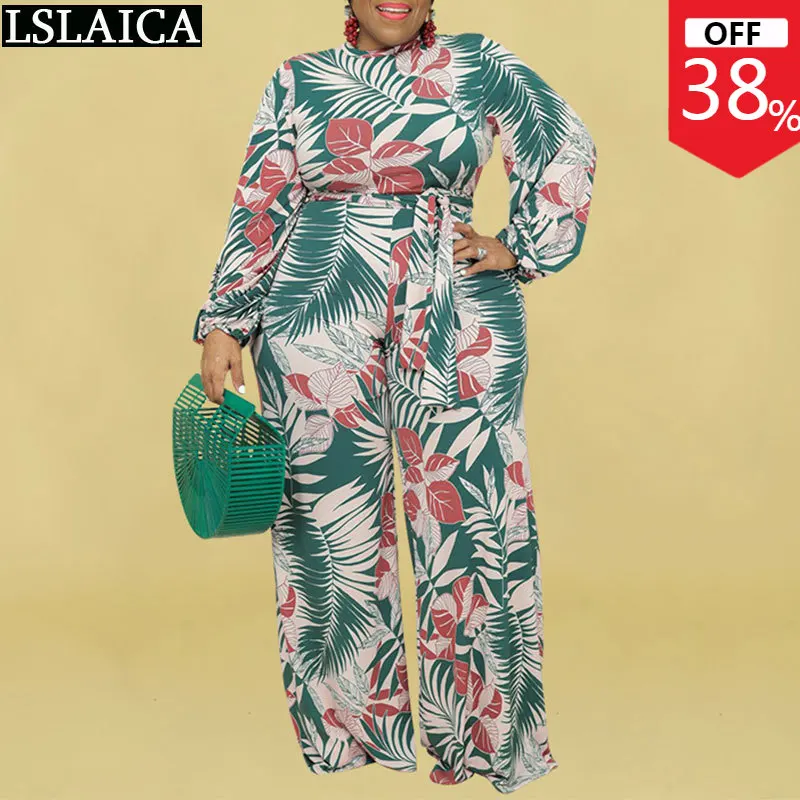

Fashion One Piece Outfit Overalls For Women Wide Leg Jumpsuit Xl-5xl Spring Autumn Print Casual Long Sleeve Bodysuit Romper 2022