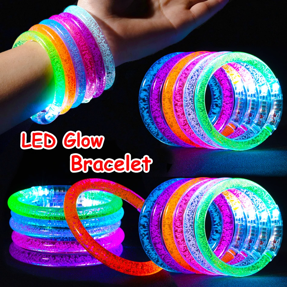 

10/15/30/50 Pcs LED Light Up Bracelets Neon Glowing Bangle Luminous Wristbands Glow in The Dark Party Supplies for Kids Adults