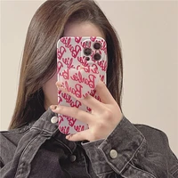 korean love heart bracket babies letters pattern phone case for iphone 13 12 11 pro xs max x xr 7 8 plus soft fashion back cover