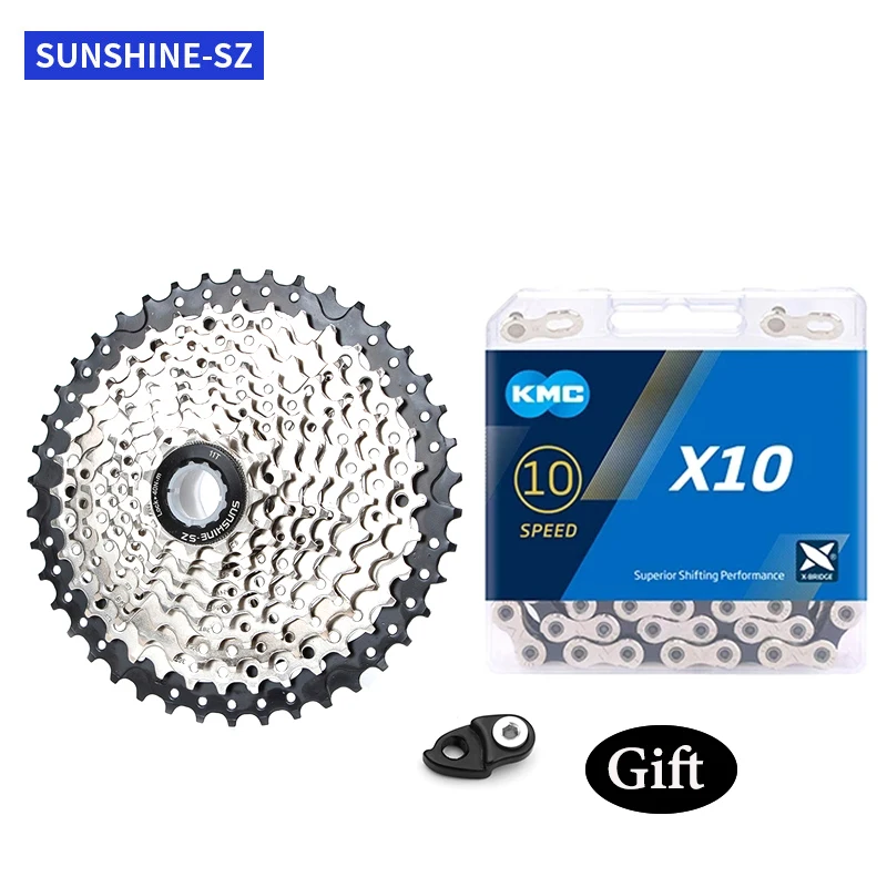 Велосипедная кассета SUNSHINE с 10 скоростями комплект велосипедных цепочек KMC X10