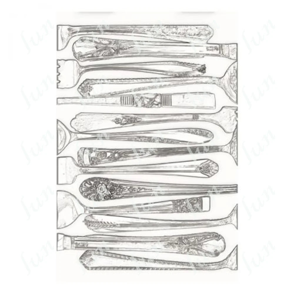 

Silverware Tools Sets 3D Embossing Folders Plastic Bump Scrapbooking Diy Template Fondant Indentation Cake Photo Album Card Make