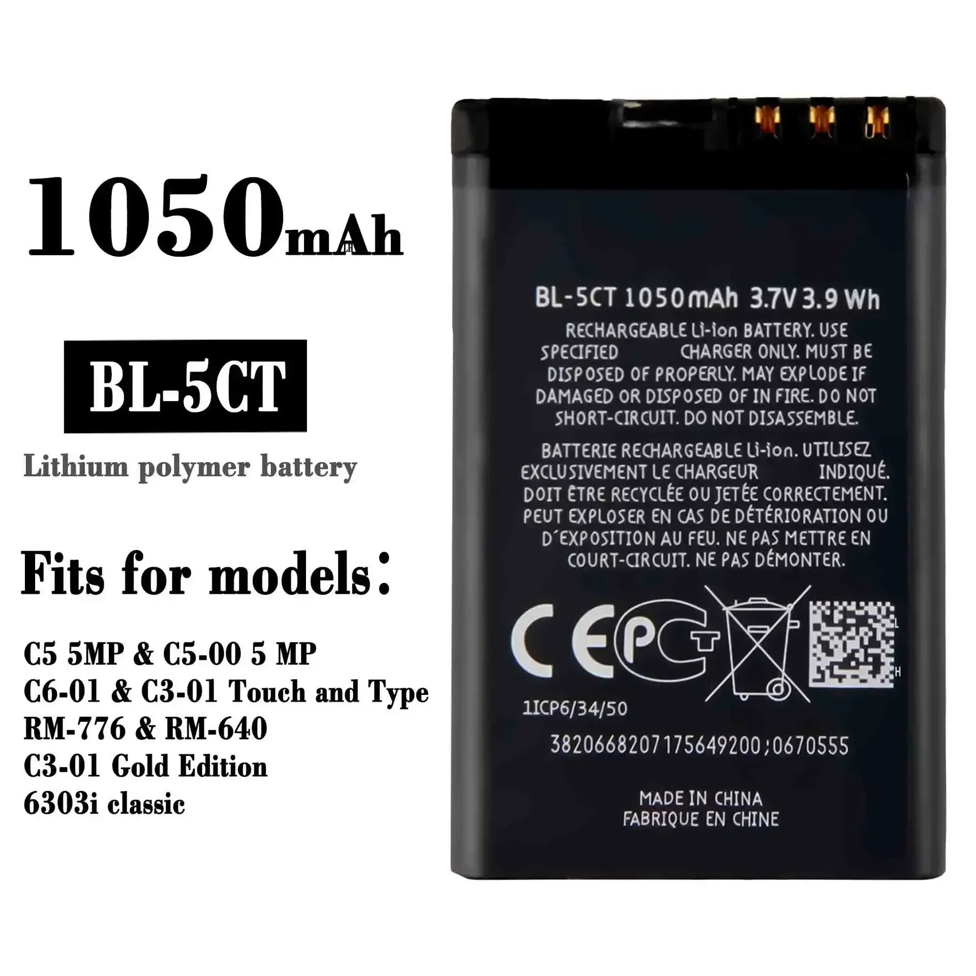 Сменный аккумулятор BL-5CT для Nokia C5 5MP C5-005MP C6-01 C3-01 RM-776 RM-640 6303i аккумуляторы мобильных
