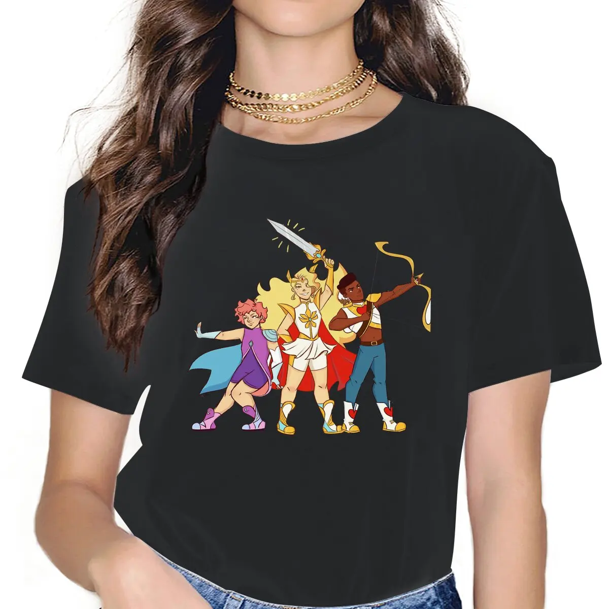 

Best Friend Squad Female Shirts She Ra Princess of Power Filmation Anime Oversized Vintage Women Clothing Casual Feminine