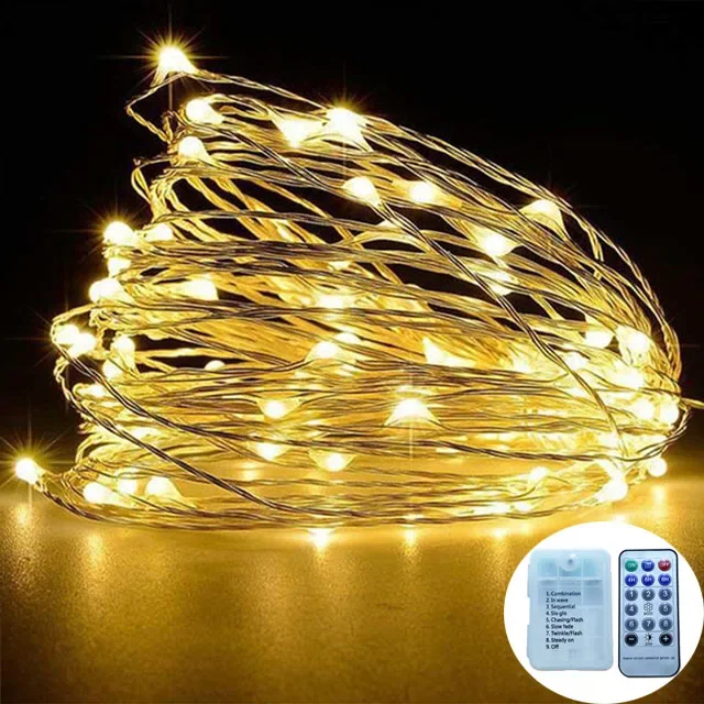 

Светодиодная гирлянда медный провод тёплый белый 10м/20м