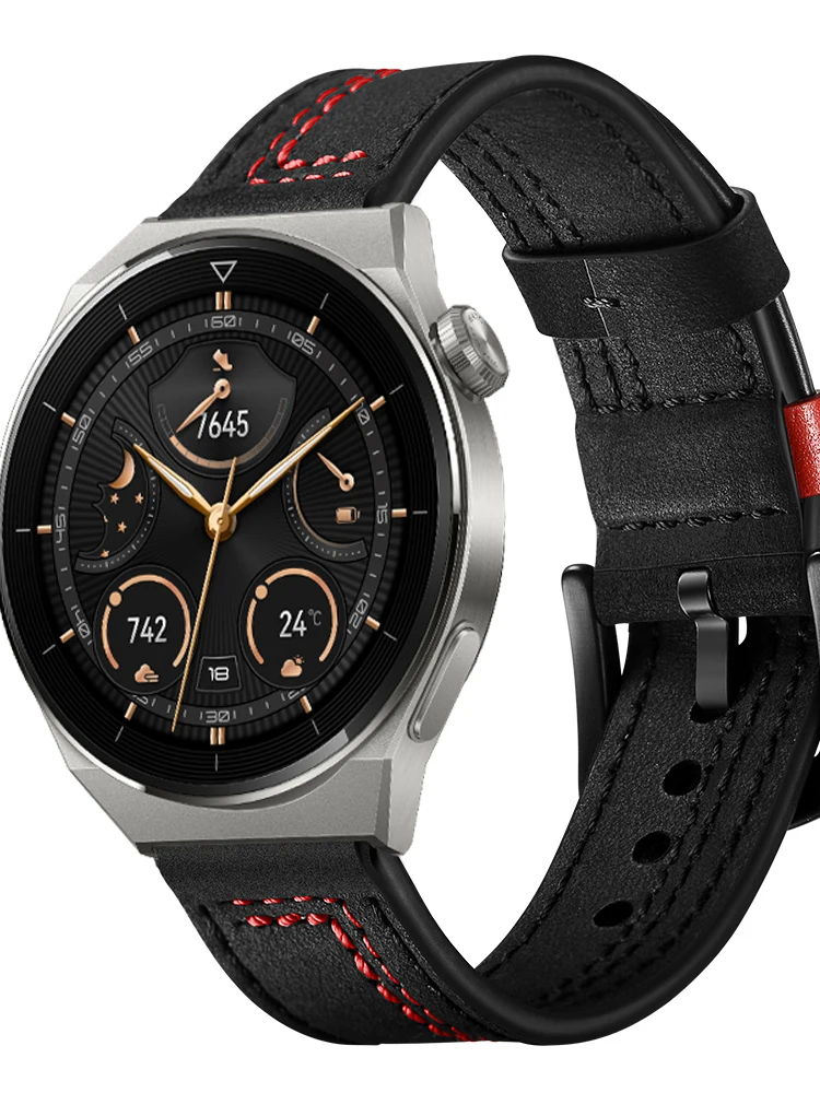 

Кожаный ремешок для HUAWEI Watch GT3 Pro, Прошитый браслет для наручных часов GT2 42 мм 46 мм GT 2e Runner