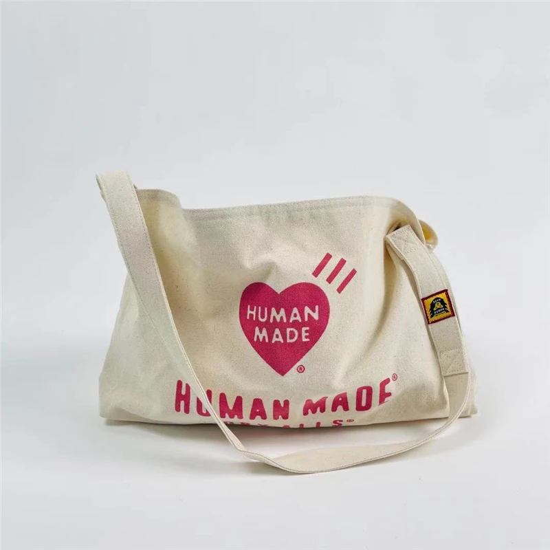 2022ss HUMAN MADE Bag Men Women Best Quality HUMAN MADE One Shoulder Crossbody Bag Couple Bear Print Canvas Bag
