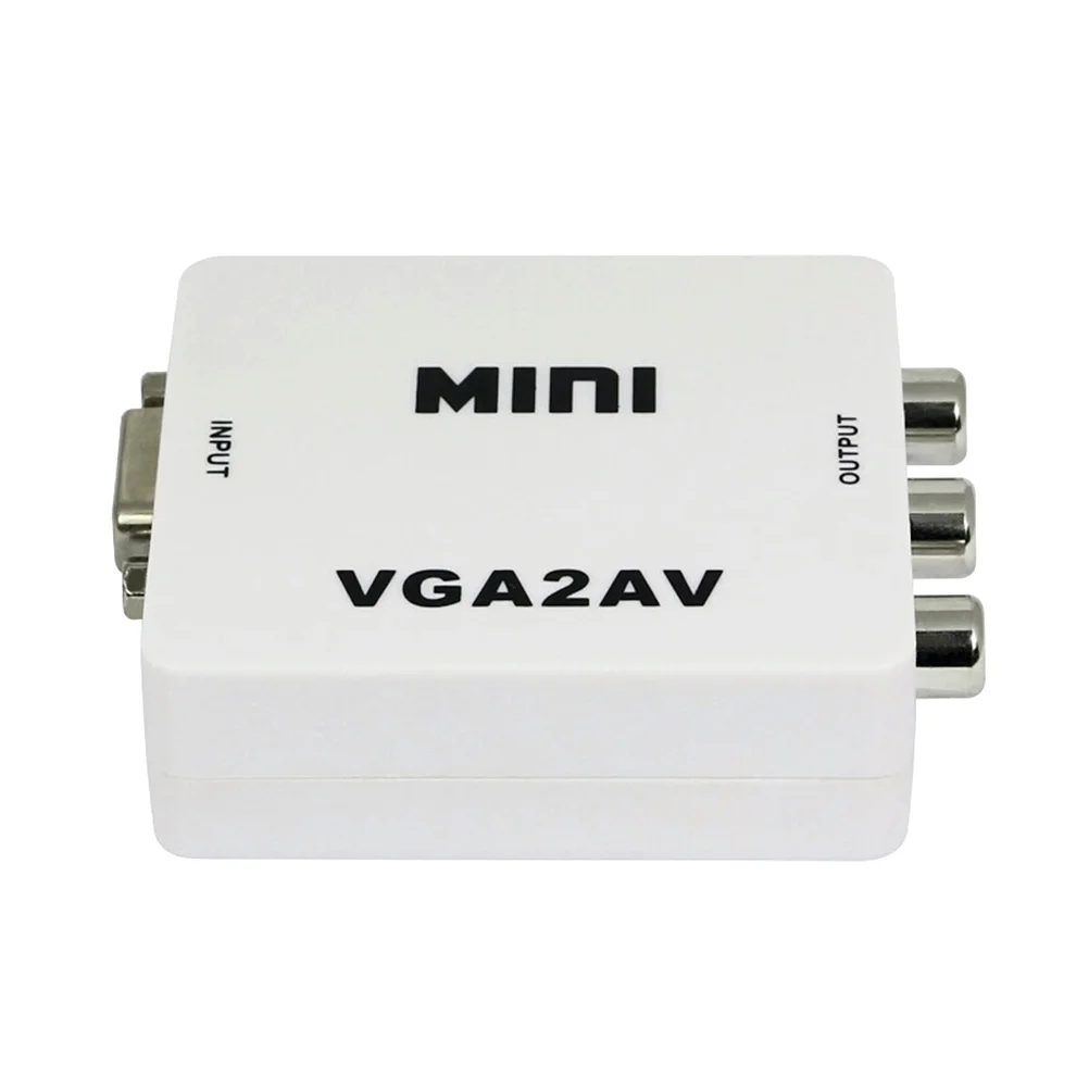 

1080P Mini VGA to AV RCA Converter PC to TV PAL NTSC Adapter (White)