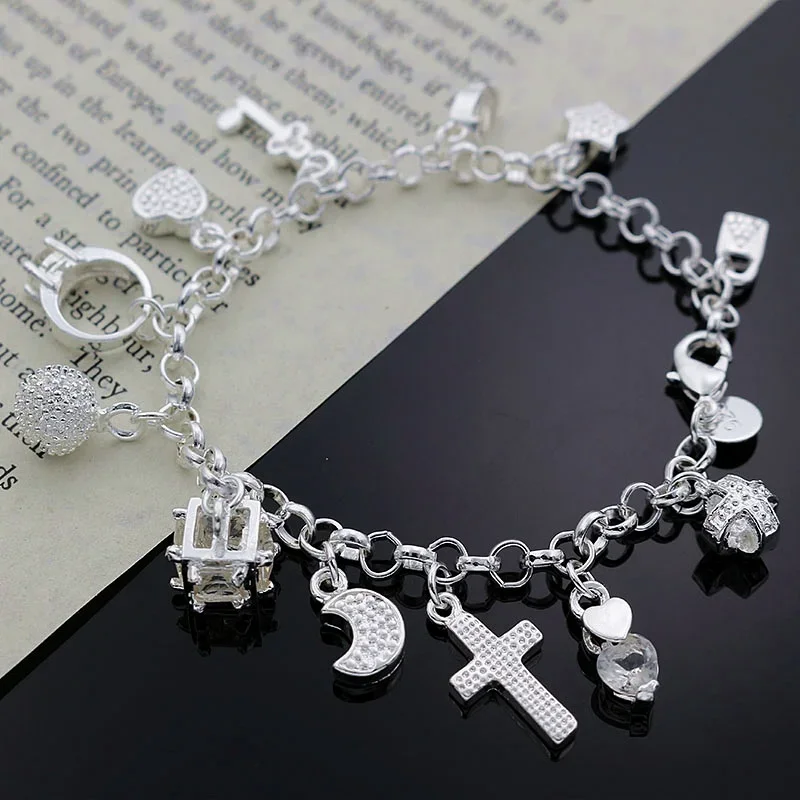 

Beautiful Charm Pendant Women Lady Wedding Party Silver Bracelets New High 925quality Fashion Jewelry Christmas Gifts