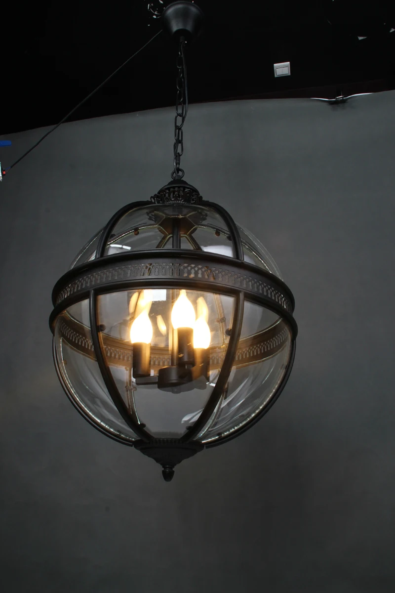 Винтажный подвесной светильник из кованого железа стеклянный абажур потолочная