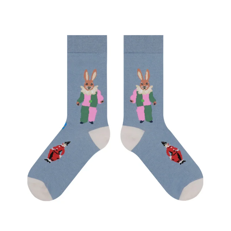 

New women's socks in autumn 2022animal middle tube socks in rabbit cat socks new boutique washed combed cotton